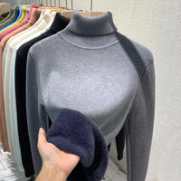 Sweater woman winter 2022 fashion knitted warm pullover women long sleeve loose high elastic casual knit Women's turtleneck