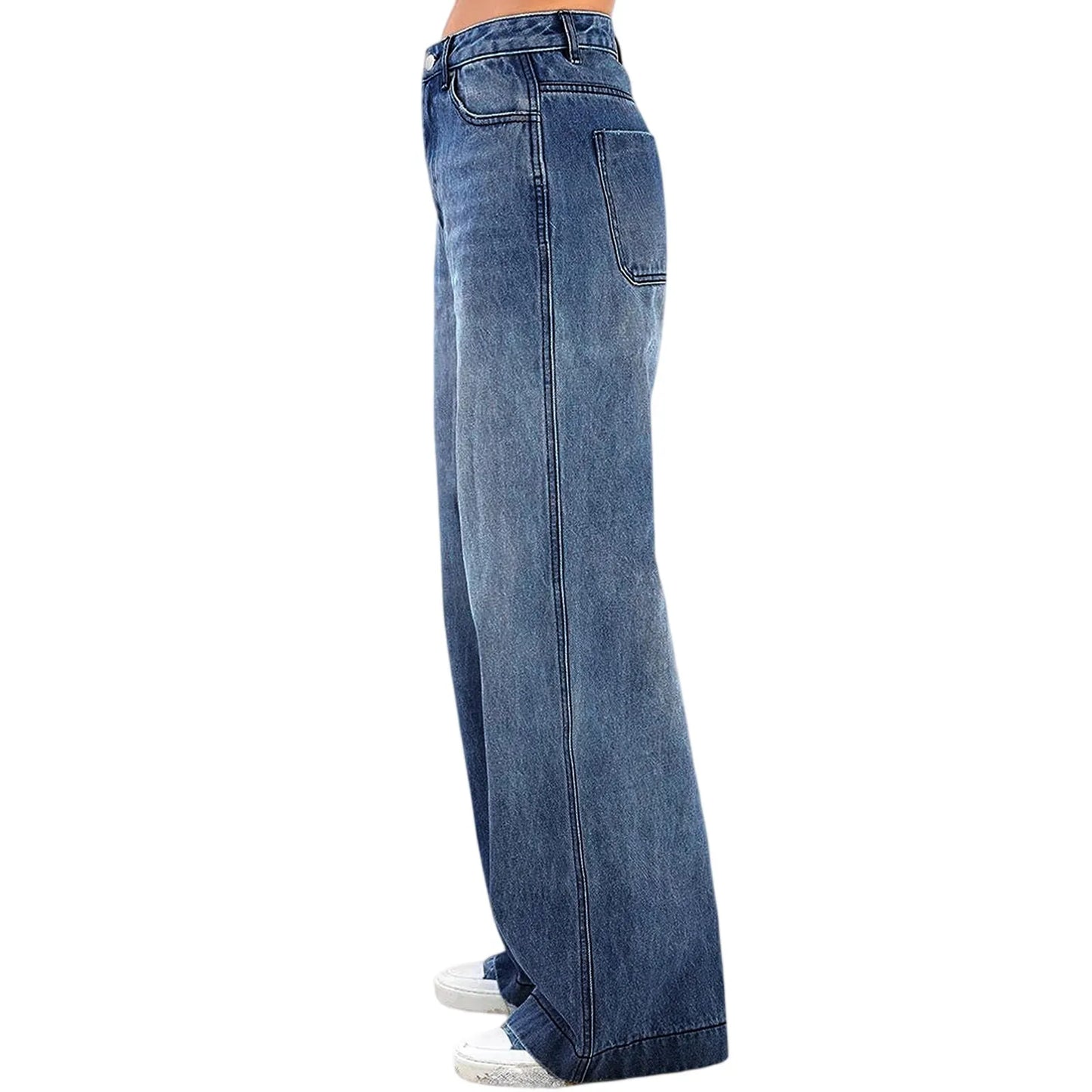 Jeans Wide Leg Jeans Pants For Women Casual For Women Fitshinling Fashion Clothing Vintafe Denim Trousers Light Blue Female