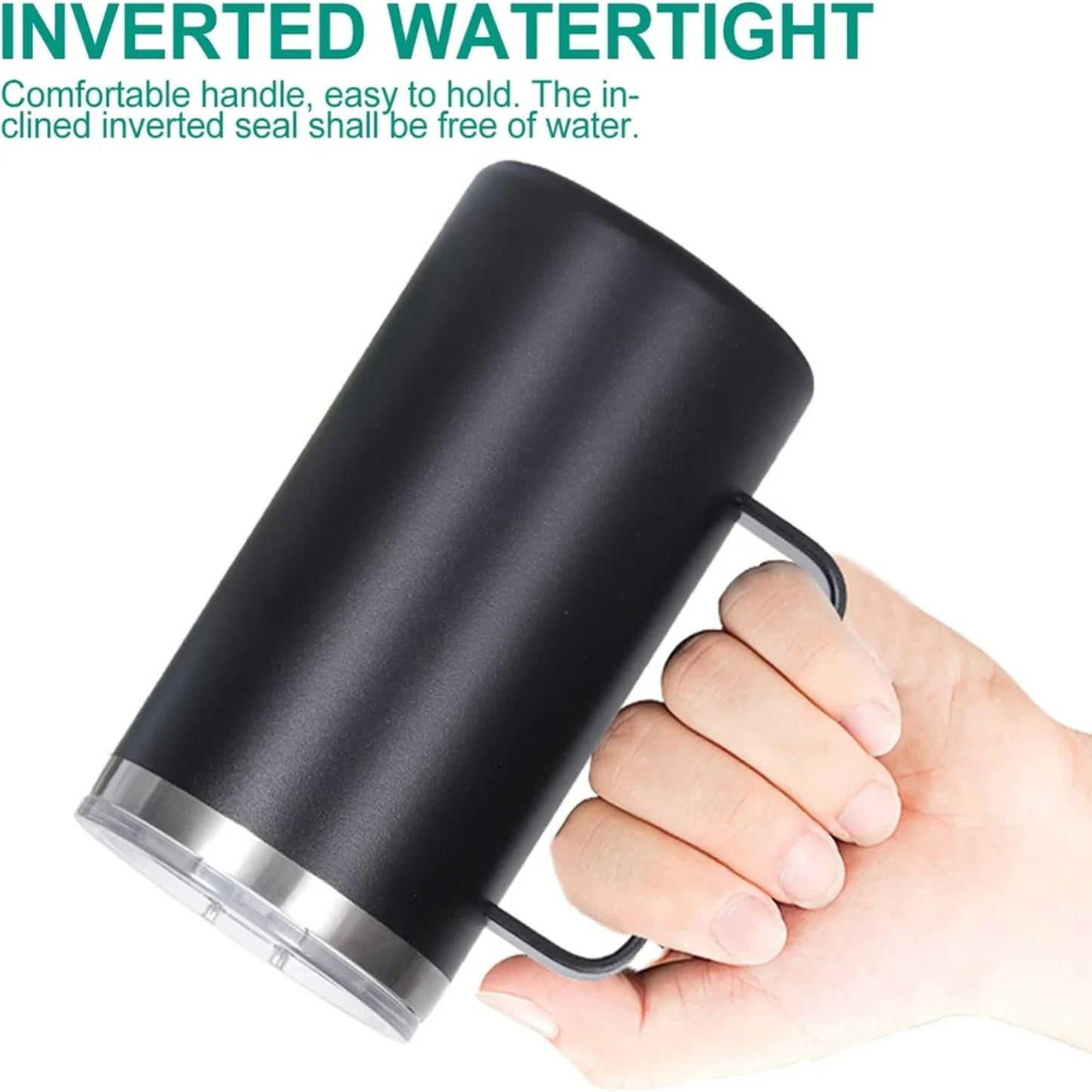 24oz Stainless Steel Insulated Cup Vacuum Thermal Mug Tumbler Coffee Mug Beer Cup with Handle Double Wall Office Vacuum Flasks