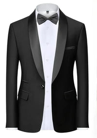 Mens Blazer Slim Fit Suit Jacket 1 Button Velvet Shawl Collar Wedding Formal Suit Jacket