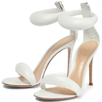 Golden open toed shoes, sexy one-piece belt, summer new high heels, women's slim heels, versatile fashion sandals
