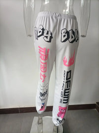 Summer New Printed Fashion Elastic Waist Sports Casual Harlan Pants for Women