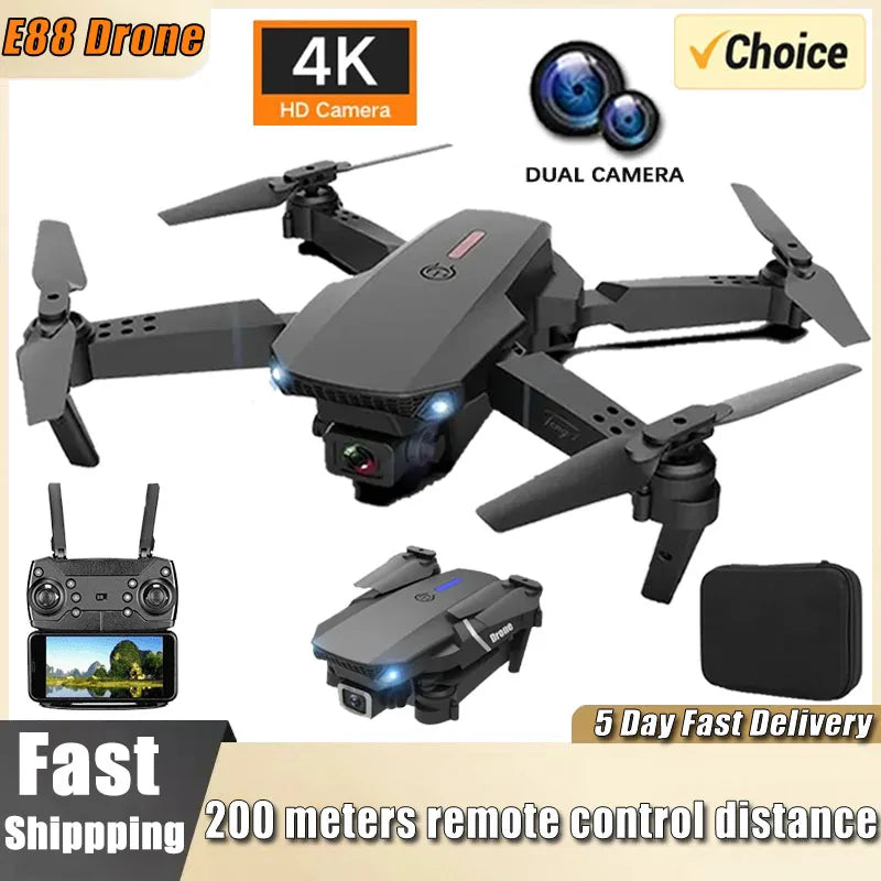 New E88Pro RC Drone 4K Professinal With 1080P Wide Angle Dual HD Camera Foldable RC Helicopter WIFI FPV Height Hold Apron Sell