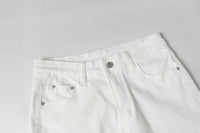 Mens White Jeans Pants Slim Fit Streetwear Distressed Black Denim Overalls Retro Y2k Solid Color Straight-leg Jeans Men Ripped