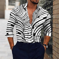 Men's shirt pattern shirt 3D printed shirt outdoor street long sleeved V-neck clothing fashion designer casual and comfortable