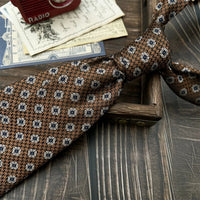 New Trendy Navy Brown Neckties For Men 7cm Formal Business Silk Neck Tie Shirt Suit Cravat Tuxedo Wedding Party Daily Wear Gifts