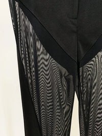 HIGH STREET Newest 2024 Designer Blazer Suit Women's Perspective Gauze Patchwork Blazer Pencil Pants