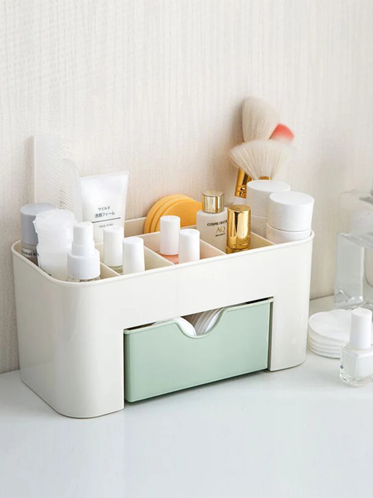 Makeup Organizer Storage Box With Drawer Cotton Swab Stick Storage Case Lipstick Organizer Brush Holder Makeup Acrylic Plastic