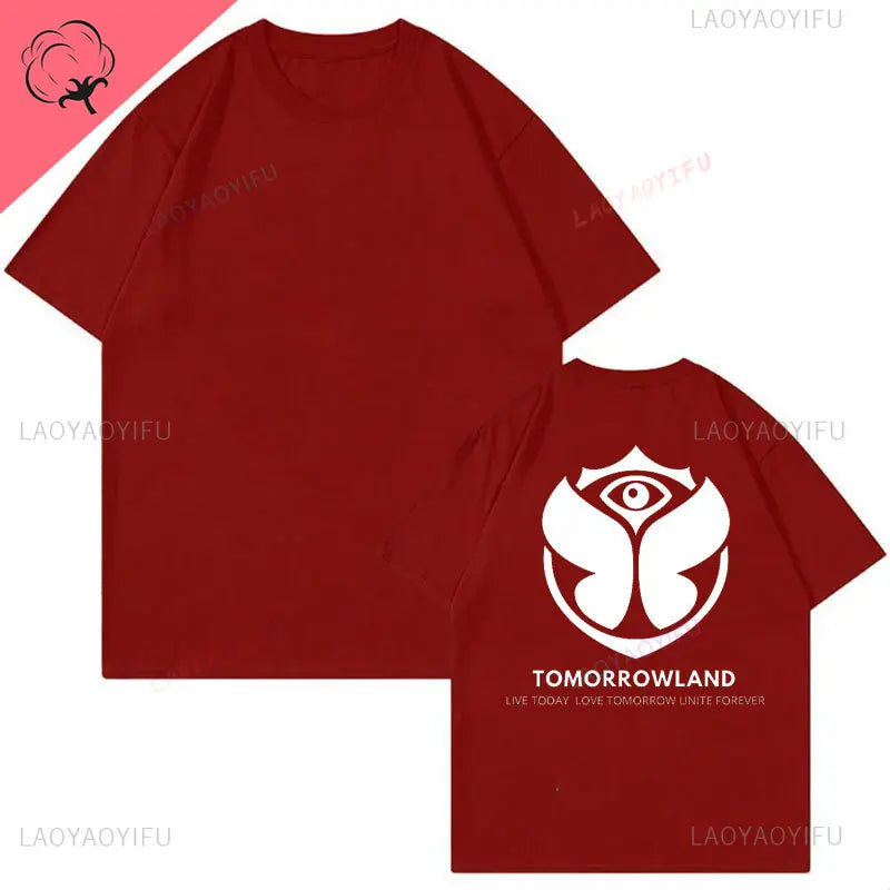2025 Tomorrowlands Music EDC Electric Syllabic Wear Around The Disco Clothes Pure Cotton Man Women T-shirt Round Collar Tops