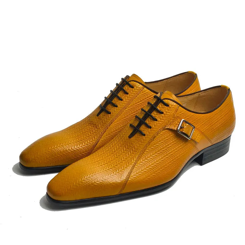 Premium Quality Men Dress Shoe Cowhide Leather Upper Wedding Party Banquet Men's Shoe Handmade Painting Formal Office Wearing