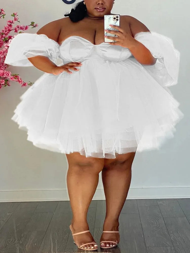 Wmstar Plus Size Party Dresses Women 5xl Sexy V Neck Mesh Elegant Birthday Outfits Mini Dress Summer 2022 Wholesale Dropshipping