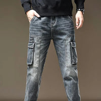 Jeans for Men Straight Male Cowboy Pants with Pockets Trousers Cargo Regular Aesthetic New in Stacked Korean Fashion Trend 2025