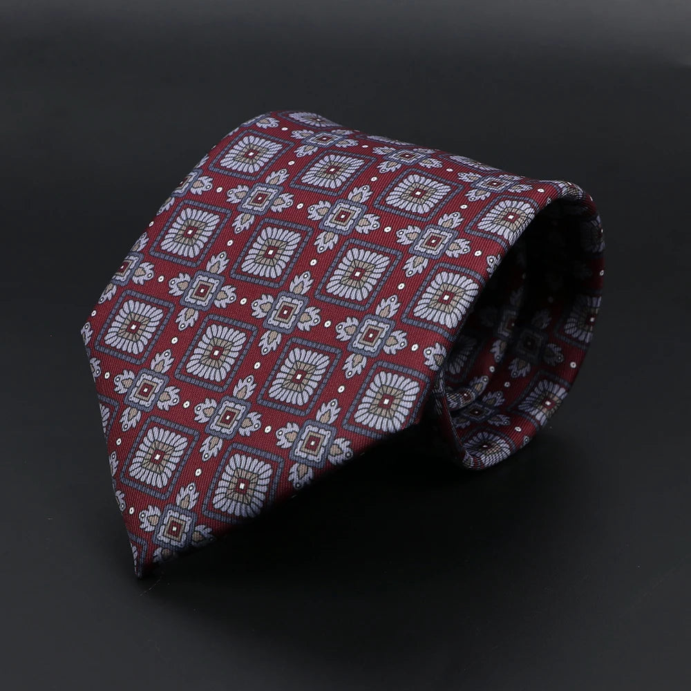 Vintage Men's Tie Geometry Paisley Khaki Blue Necktie Soft Chic Bohemian Print 9cm Ties For Men Wedding Business Daily Accessory