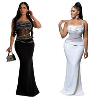 Fashion Women's Hot Diamond Mesh Dresses Summer New Sexy Transparent Lace Party Elegant Female Maxi Dress 2025