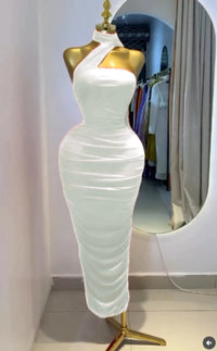 CM.YAYA Women Sleeveless Stacked Ruched Scarf Collar Bodycon Midi Maxi Dress 2026 Street Parties Education Long Dresses Vestidos