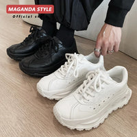 Sports shoes for men casual leather shoes street fashion brand design shock absorption soft sole height increasing dad shoes