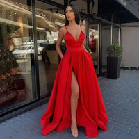 Elegant Stap V Neck High Waist Corset Slit Party Cocktail Maxi Dress Graduation Long Robe Gown Women Sexy Summer Evening Dress