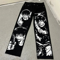 Japanese anime printing baggy jeans harajuku wide leg denim pants y2k men jean streetwear vintage couples trouser women clothing