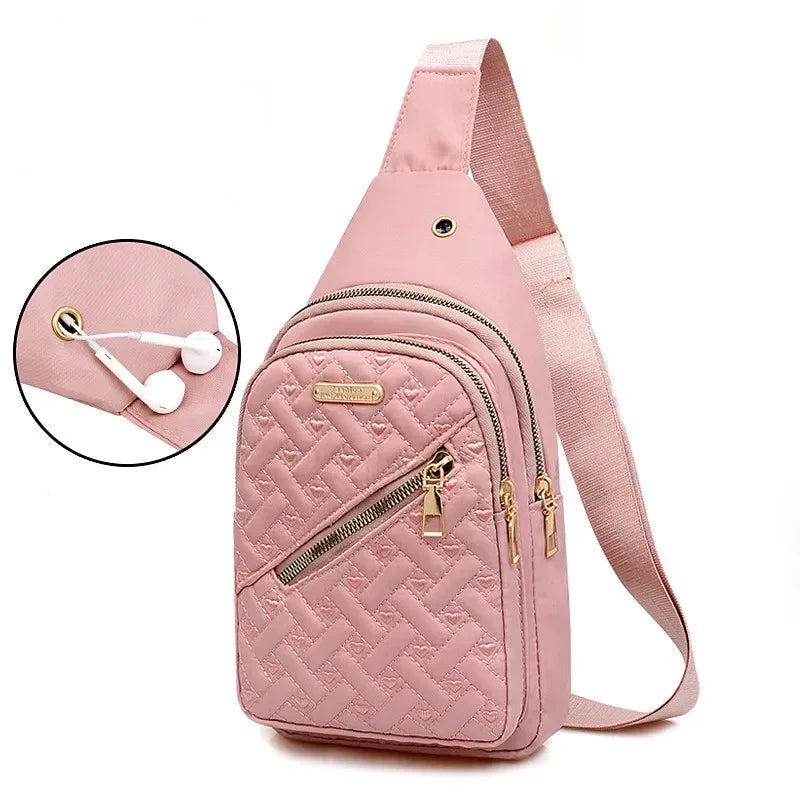 New Women's Embroidered Thread Chest Bag Large-capacity Diamond Female Multi-layer Women's One-shoulder Oblique Cross Handbag