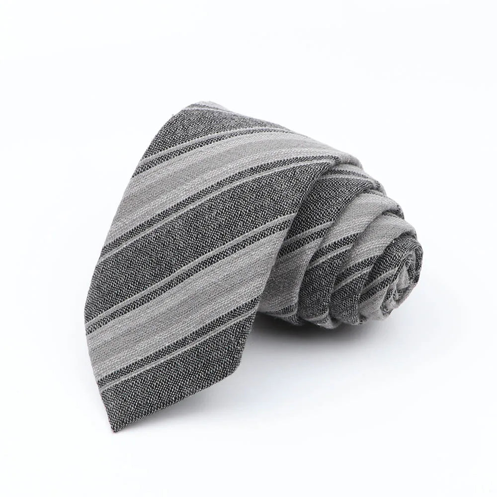 Mens Ties 7cm Classic Cotton Handmade Skinny Grey Brown Striped  Neckties Narrow Collar Slim Plaid Casual Tie Accessories Gift