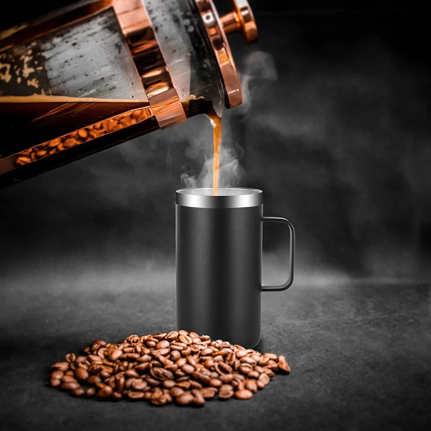 24oz Stainless Steel Insulated Cup Vacuum Thermal Mug Tumbler Coffee Mug Beer Cup with Handle Double Wall Office Vacuum Flasks