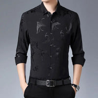 Streetwear Fashion Men Silk Smooth Shirt Spring Autumn New Male Clothes Business Casual Vintage Long Sleeve Basic Casual Tops