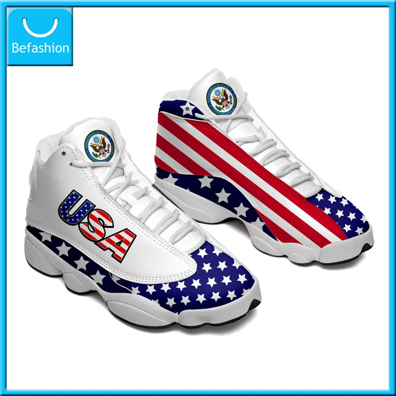 America Cup Flag Print Cool Men Basketball Sneakers Custom POD Tennis Shoes for Male Teens Personalized Sport Shoes Dropshipping