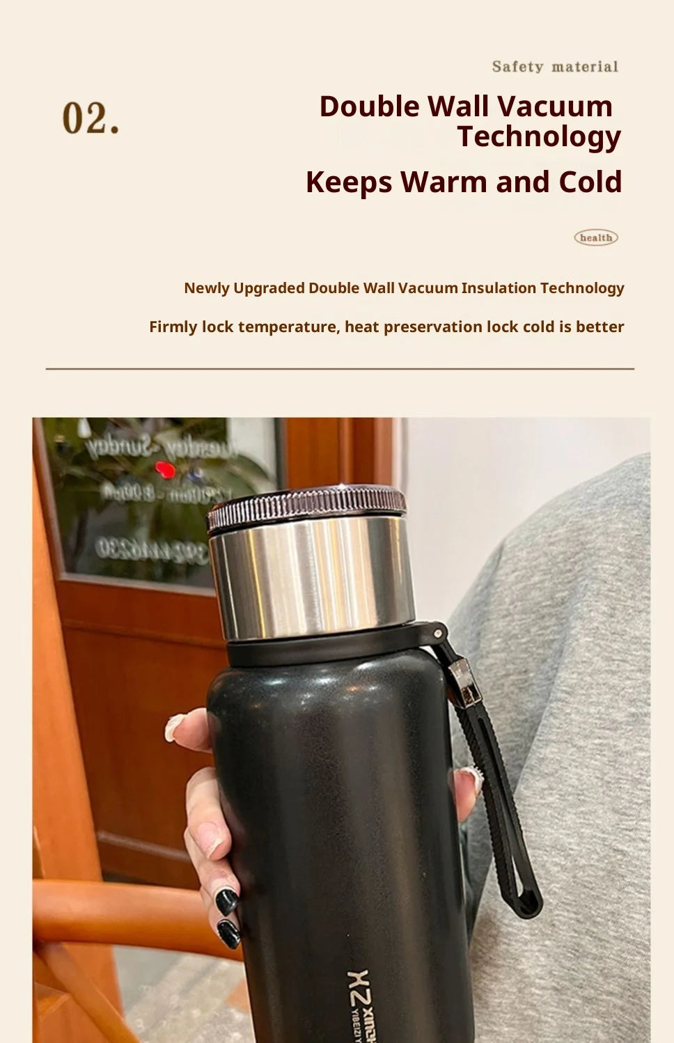Gianxi Large Capacity Insulated Cup Portable Office Water Cup Girls' High Looks  Cute Couple Cup  Creative