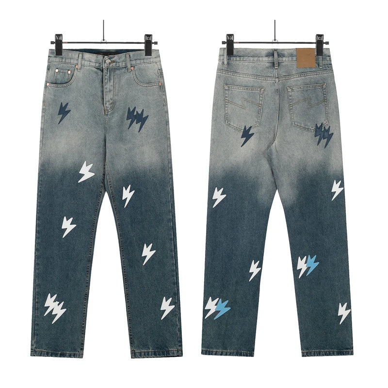 Spring Summer New Fashion Casual Hip Hop Softened Denim Straight Leg Pants High Street Men Women Loose Comfortable Jeans