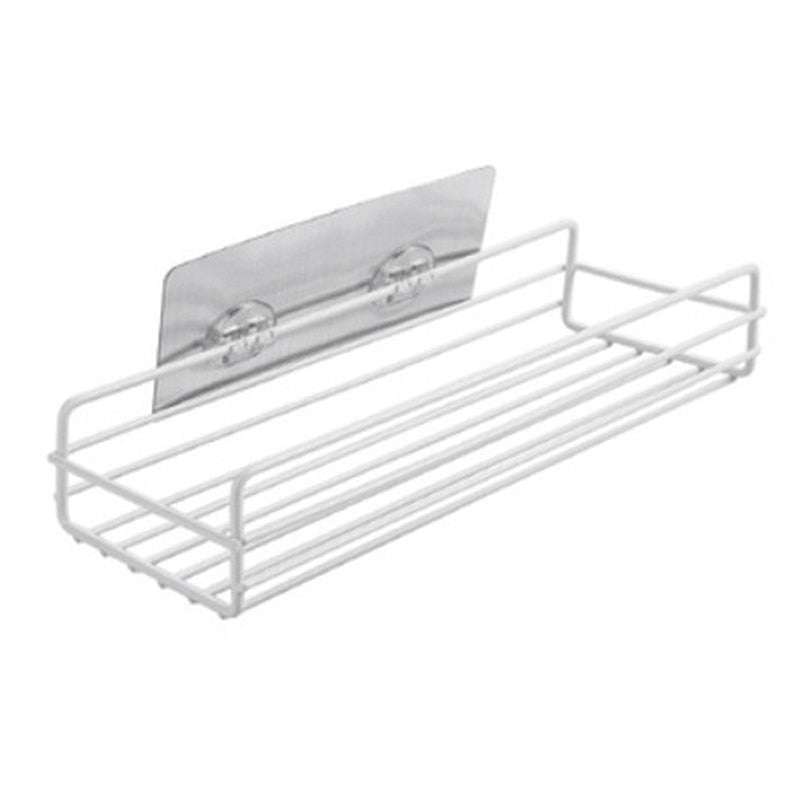 Bathroom Shelf Without Drilling Iron Shower Shelves Shampoo Storage Rack Cosmetic Holder Wall Mounted Shower Organizer