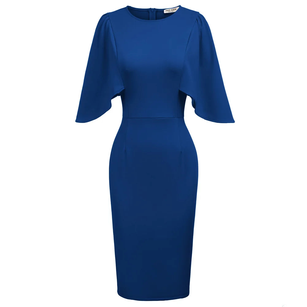 Grace Karin Women Dresses 3/4 Ruffle Sleeve Crew Neck Hips-wrapped Bod Mega Mart Center Grace Karin Women Dresses 3/4 Ruffle Sleeve Crew Neck Hips-wrapped Bod Mega Mart Center