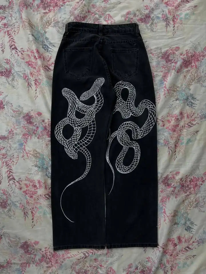 Black Washed Wide Leg Jeans Men Women High Waist Casual Hip Hop Pants Loose Fit Vintage Streetwear Y2K Retro Denim Trousers