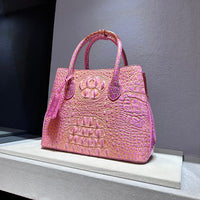 Luxury Genuine Leather Women Handbags Fashion Crocodile Pattern Lady Small Shoulder Messenger Bag Girl Pink Top Handle Tote Bags