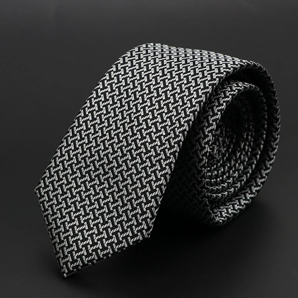 New Men Ties Solid Color Stripe Print Floral 6cm Jacquard Business Neckties Narrow Skinny Tie Wedding Prom Daily Wear Accessory