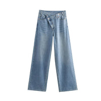 Woman Jeans Pants 2025 Spring High Waist Wide Leg Straight Fit Blue Casual Vintage Versatile Daily Streetwear Denim Jeans