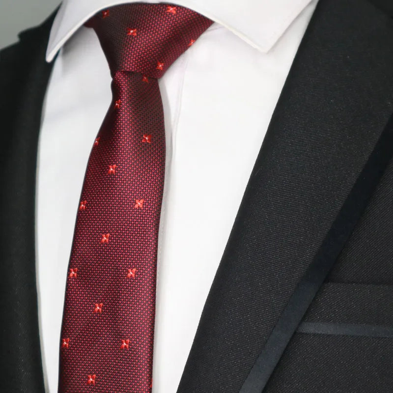New Slim Narrow Skinny 6CM Mens Necktie Neck Ties For Man Plaids Polka Dot Stripes Jacquard Cravat Business Party Corbatas