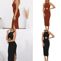 Women Bodycon Dress Wrap Split Midi Dress Midriff Cutout Dress Twist Ruched Dress Slit Bodycon Ruched Wrap Dress