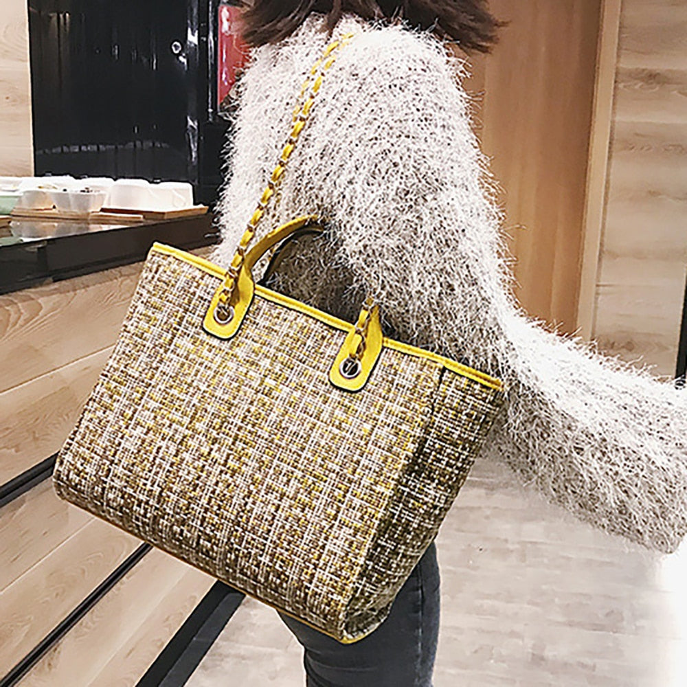 Summer Large Capacity Women Chain Bag Handbags For Female Fashion Shoulder Luxury Designer Tote Ladies Hand Bags Canvas