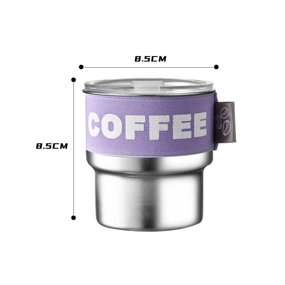 Stainless Steel Coffee Cup with Lid Mug Insulated Breakfast Milk Tea Cup Heat-Resistant Cup Leakproof Portable Water Cup Gift