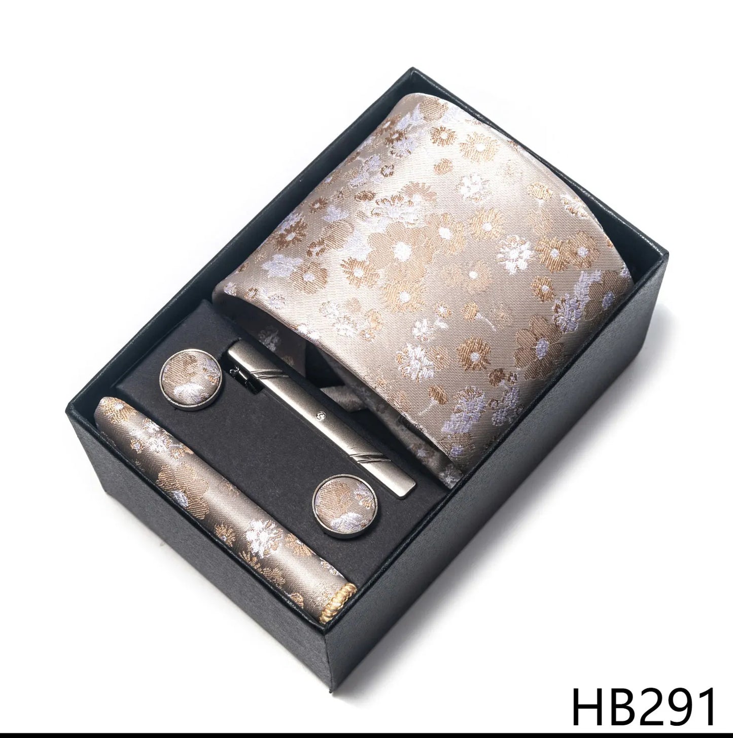 2025 New Design Fashion Brown Paisley Tie Handkerchief Cufflink Set For Men Necktie Clothing Accessories Birthday Present