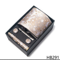 2025 New Design Fashion Brown Paisley Tie Handkerchief Cufflink Set For Men Necktie Clothing Accessories Birthday Present