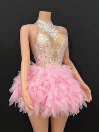 Bar ds Korean women's club nightclub pink diamond conjoinedgogo sexy hot dance interactive Kpop costume set X006