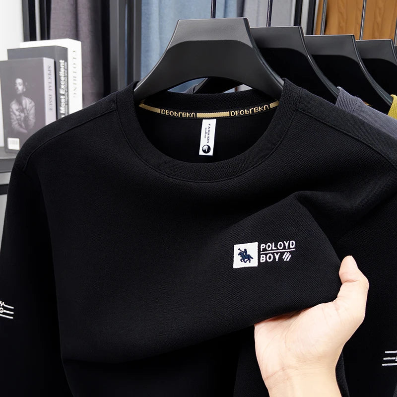 Sweatshirt Men 2025 New Style Spring and Autumn Round Neck with Cotton Embroidery Casual Long Sleeved T-shirt Top T-shirt
