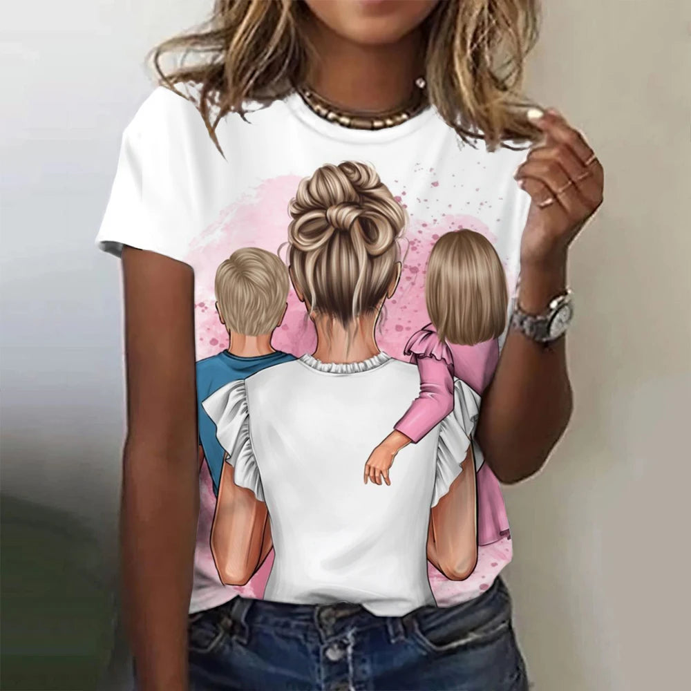 Mother's Day gift Top Women's T-shirt For Women The Best Mom 3D Printed T-Shirt Summer Casual Short Sleeve Women's Clothing