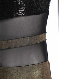 Womens Jazz Latin Dance Leotard Boyshort Asymmetrical Glittery Sequins Metallic Shiny Bodysuit Chacha Ballet Ballroom Dancewear