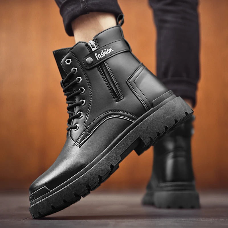 Men's new casual boots fashion versatile four season wear-resistant comfortable high top boots fashion outdoor youth work boots