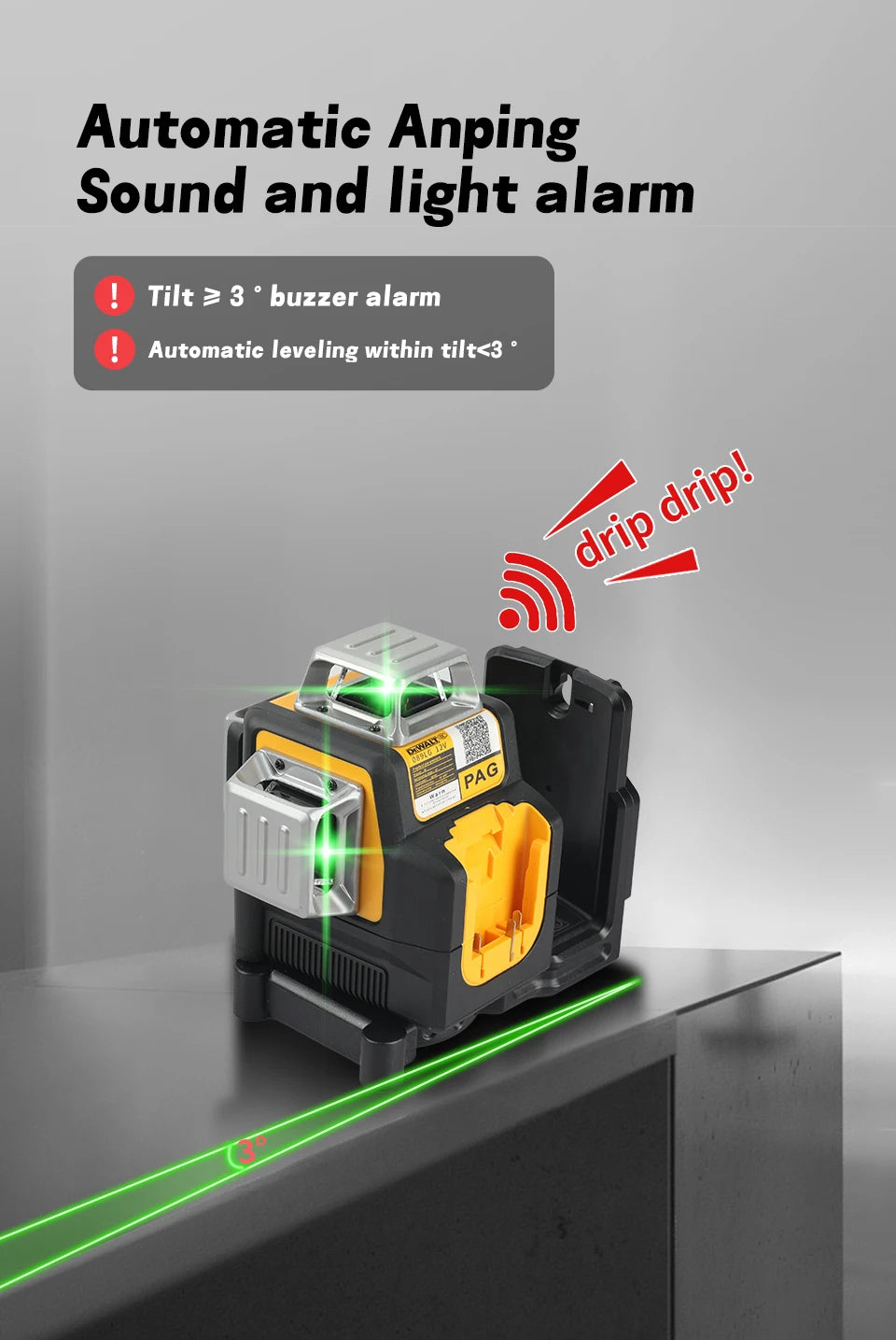 2025 NEW Dewalt DW089LG 3 Sides*360 Degree Vertical 12V Lithium Battery 12 Lines Laser Level 360 Horizontal Green Meter Outdoor