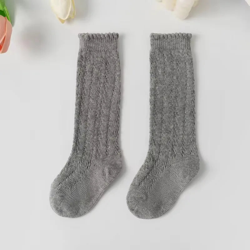 Baby Girls Socks Summer Kids Long Sock Toddlers Knee High Mesh Thin Socks Hollow Out Soft Cotton Infant Socken For 0-7 Years