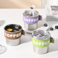 Stainless Steel Coffee Cup with Lid Mug Insulated Breakfast Milk Tea Cup Heat-Resistant Cup Leakproof Portable Water Cup Gift