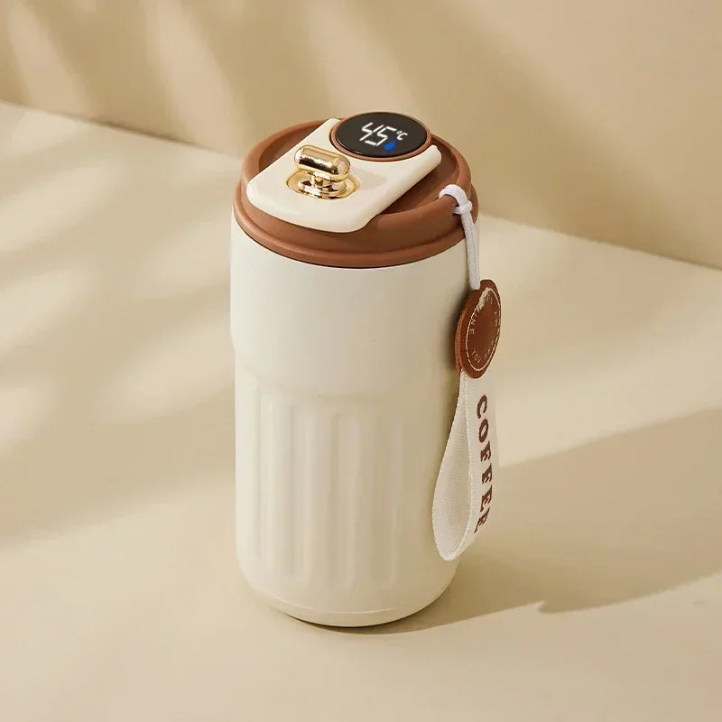 450ml Stainless Steel Coffee Cup Temperature Insulated Thermal Cup Water Bottle Warm Mug Display Intelligent Car Mounted Gifts